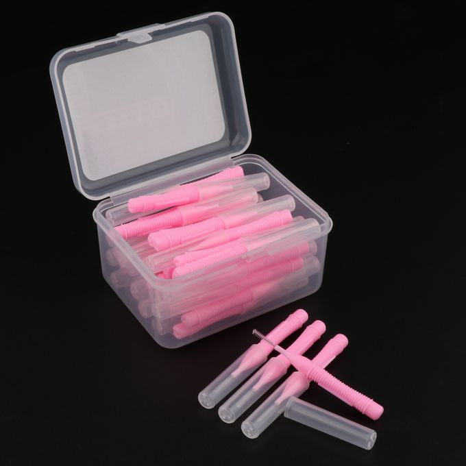 40 Pcs Dental Interdental Brush Tooth Pick Flosser Pink 0.7mm