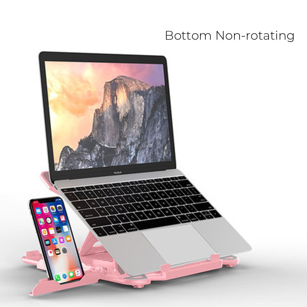 Foldable Non-slip Laptop Stand Portable Thin PC Bracket Phone Holder 2 IN 1 For Laptops And Tablets Smaller Than 17 Inches Pink