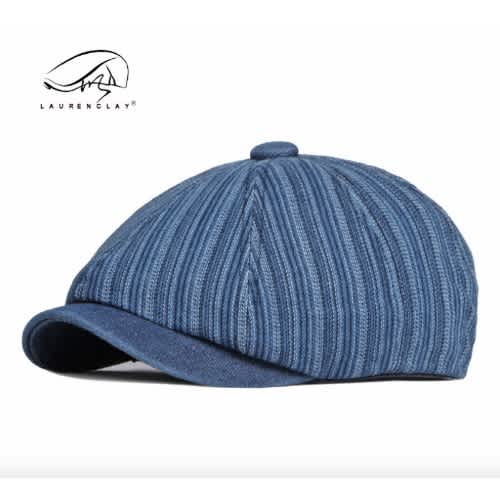 Men's Denim Octagonal Cap Panama Hat - Blue