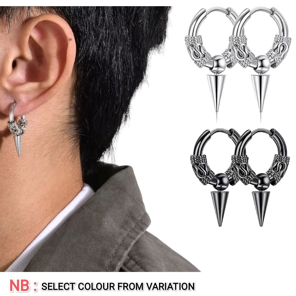Rock Statement Hoop Earrings For Men Unisex Ear Clip