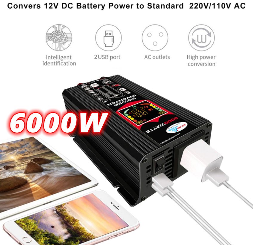 Car Power Inverter 6000W 12V To 220V Converter