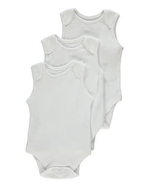 Pack of 3 Sleeveless Baby Bodysuits
