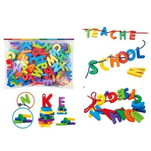 Educational Montessori Learning Alphabet Blocks With String