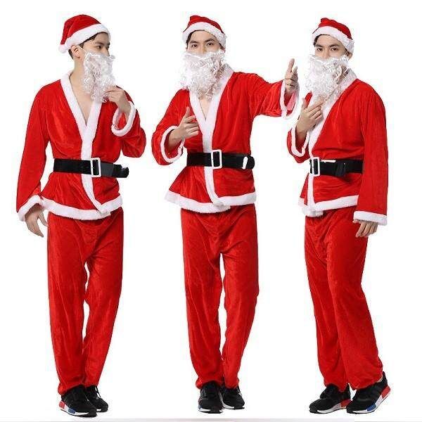 Christmas Santa Claus Clothing Men And Women 's Clothing Gold Velvet Clothing Performance Costumes