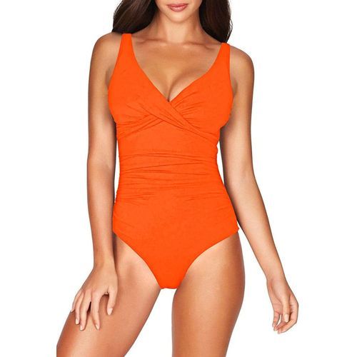 Pink Queen Womens One Piece Swimsuit Tummy Control V Neck