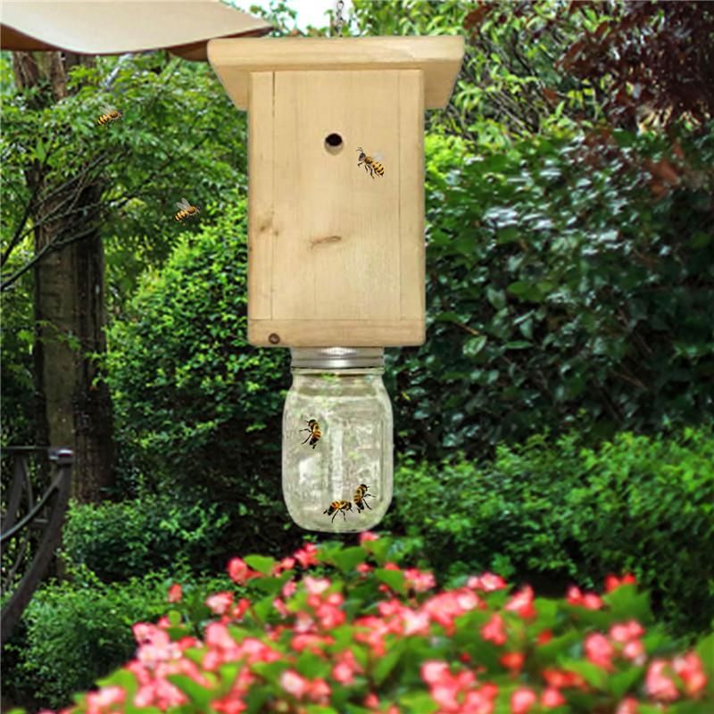Wood Bee Trap Easy To Use Natural Log House Style Carpenter Bee Trap Work Efficiently Bee Catcher Hornet Trap Easy To Natural