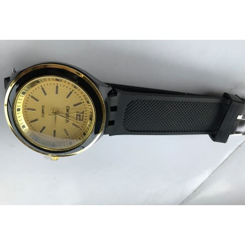 Rubber Strap Men's Black Wrist Watch