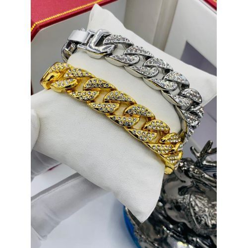 Gold & Silver Cuban Bracelet Hand Chain 2pcs