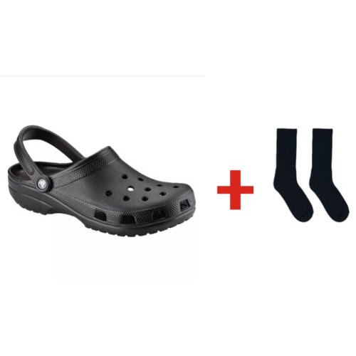 Rubber Crocs Sandals - Black  With Black Socks