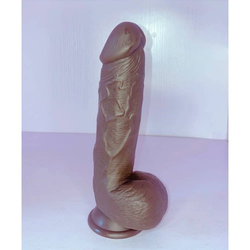 Realistic Dildo With Suction Base Penis Sex Toy - 8.5" - Deep Brown