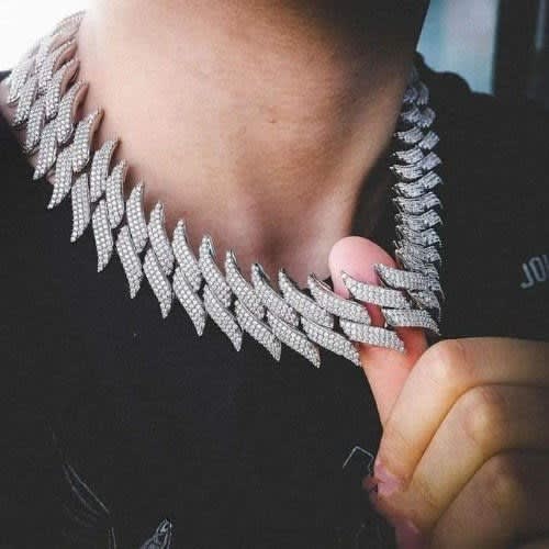 Iced Out Silver Cuban Link Chain