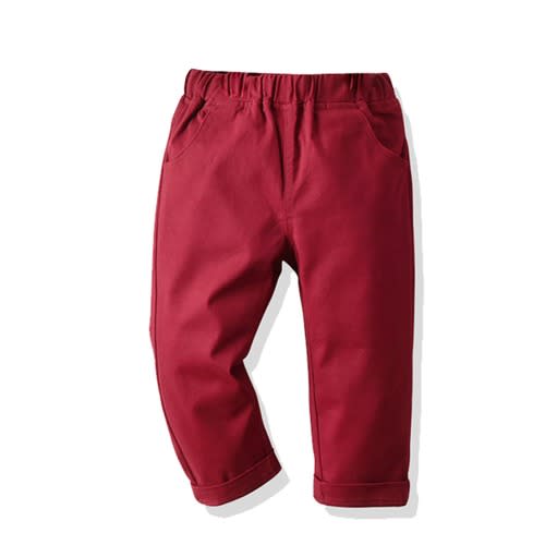 Boy's Elastic Chinos Pants -  Wine