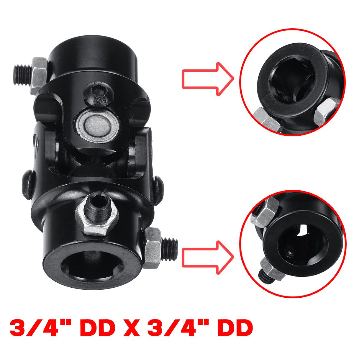 3/4'' DD X 3/4'' DD Black Coated Universal Steering Shaft U Joint Coupler