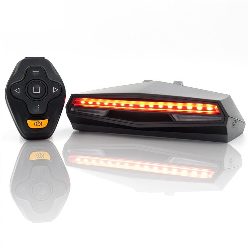 Bicycle LED Light USB Taillight Bicycle Wireless Turn Light Rear Bike Light Remote Ground Lane Alert Cycle Bike Laser Taillights--BLACK COLOR