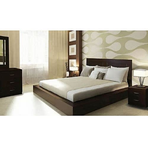 Afrique Bed Frame-  4.5ft X 6ft With Two Bed Side - Brown