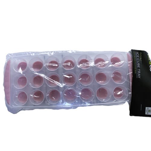 Flexible Ice Cube Tray -Easy Release Silicone Base - 21cubes - Pink