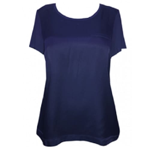 Scoop Neck Silk Blend Top - Blue