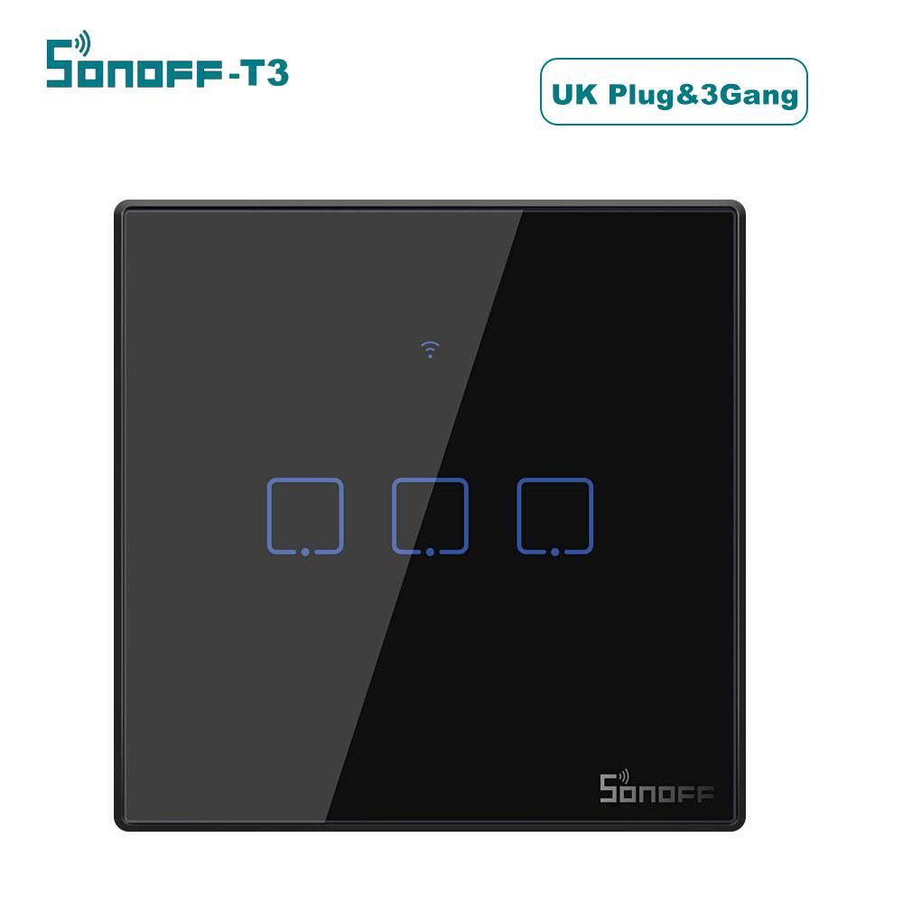 SONOFF T3 Intelligent Switch EU/UK/US AC 100-240V 1/2/3 Gang TX Series WIFI Wall Switch 433Mhz RF Remote Controlled Wifi Switch Intelligent Home Switch