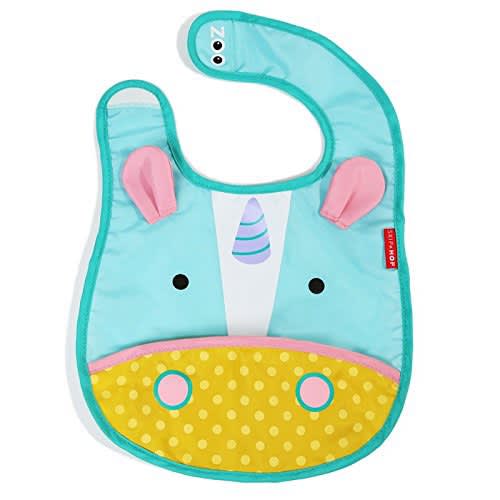 Zoo Little Kid and Toddler Tuck-Away Water Resistant Baby Bib- Unicorn
