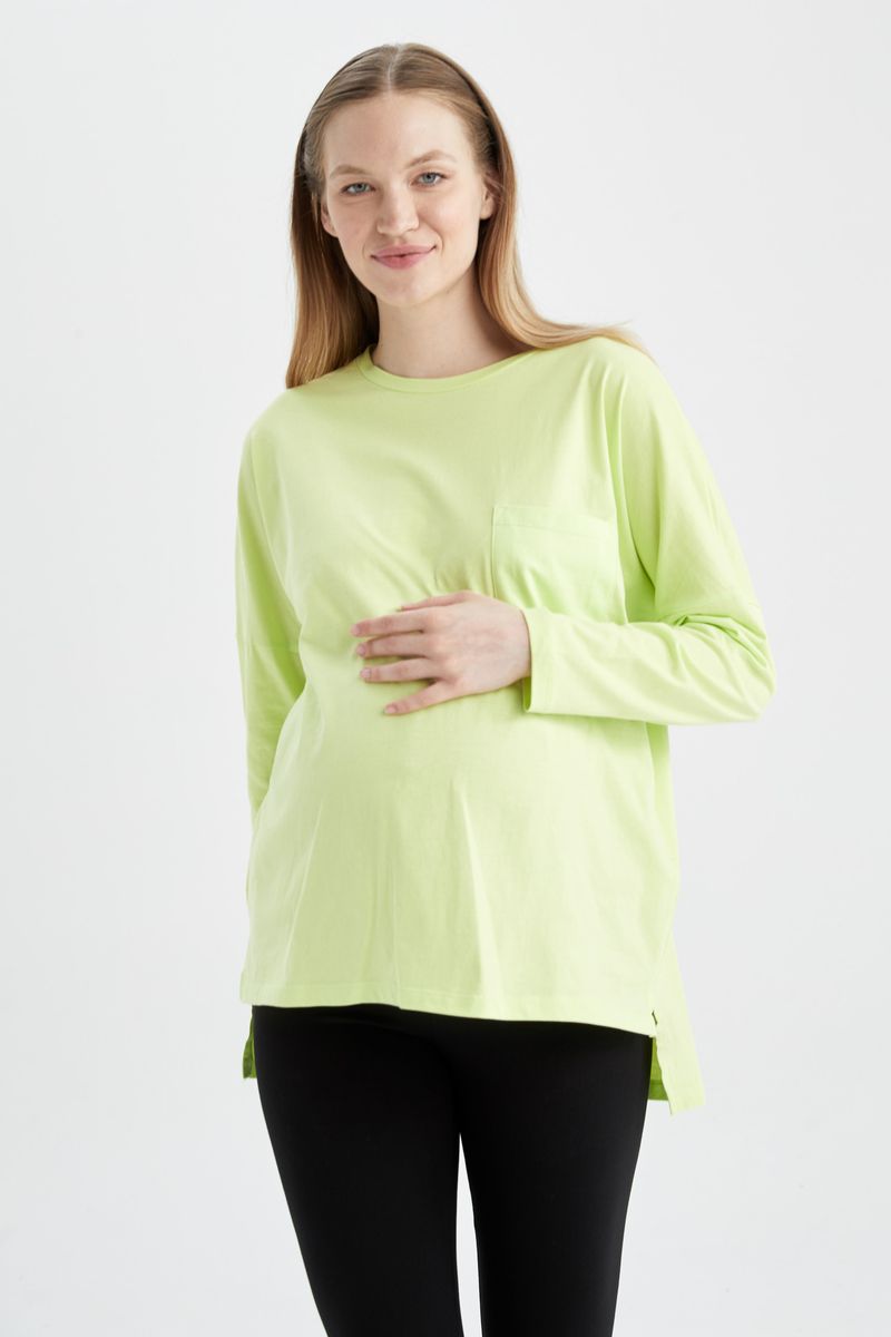 Woman Basic Maternity Wear Knitted Tops -Green