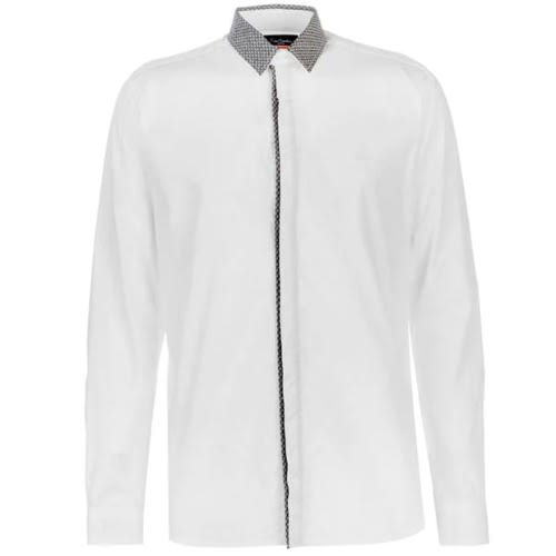 Jacquard Collar Long Sleeve Shirt