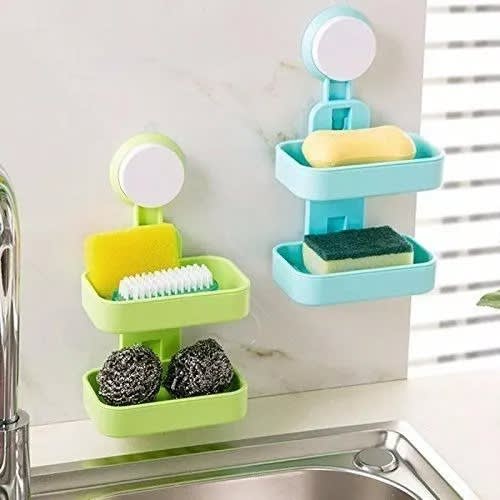 2 In 1 Super Powerful Suction Cup Soap Dish Holder Wall Mounted - 2pcs