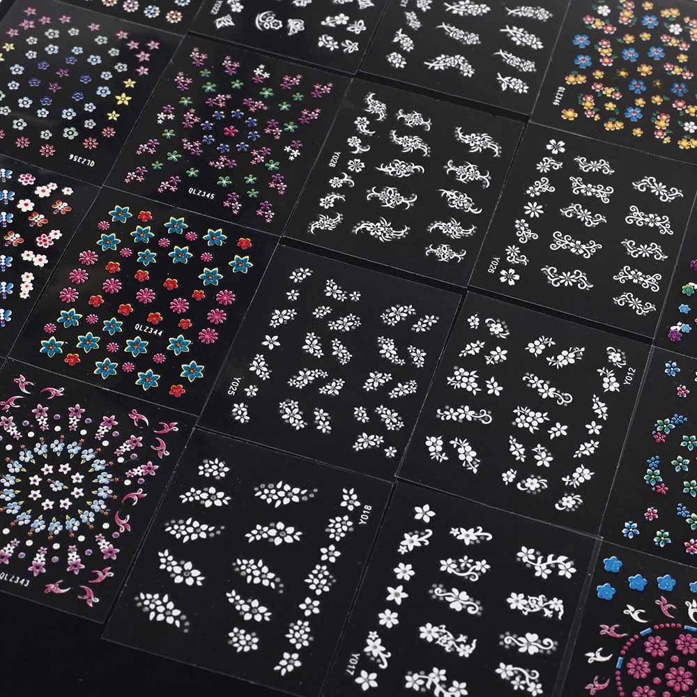 50 Sheet 3D Mix Color Floral Design Nail Art Stickers