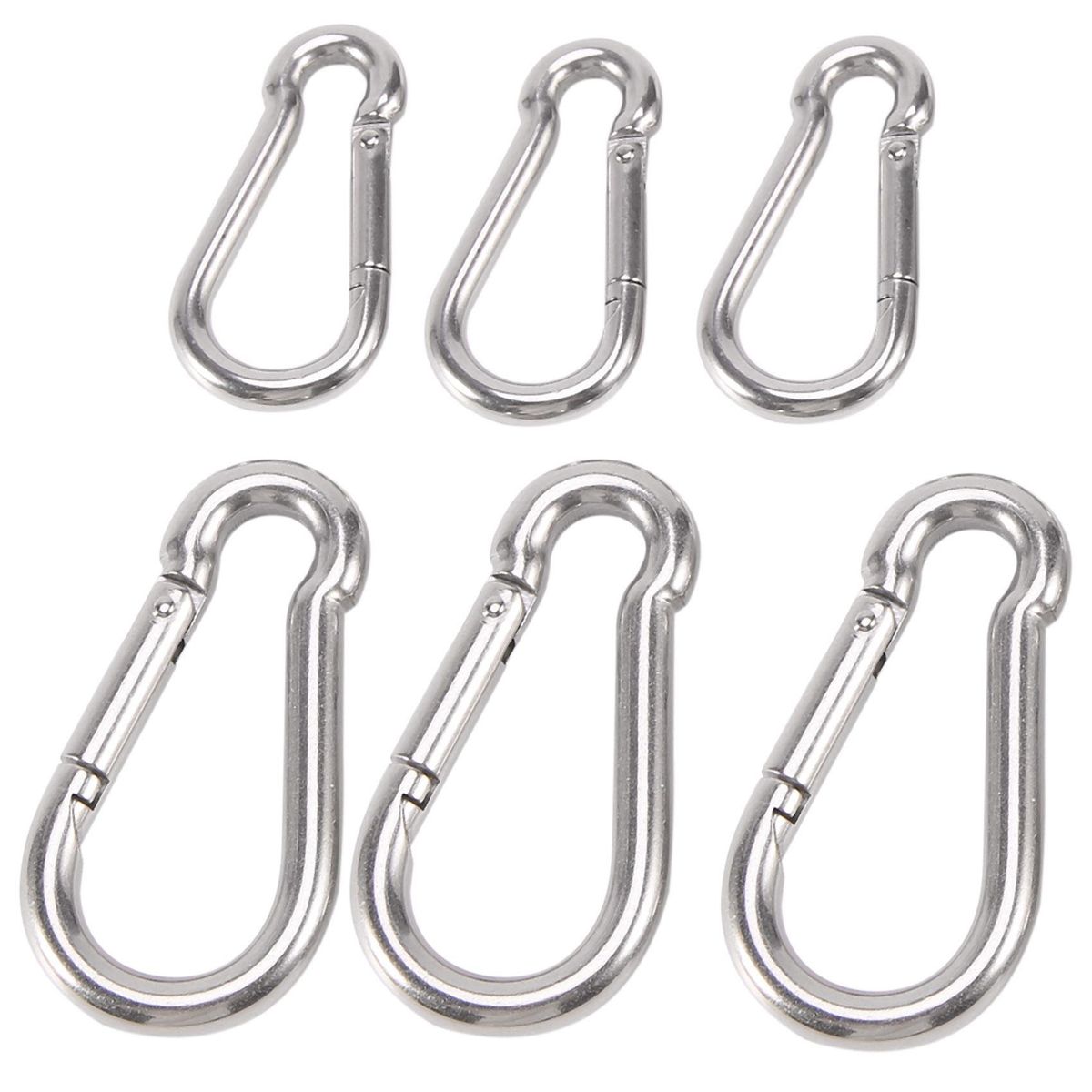 6Pcs Stainless Steel Spring Snap Hook Carabiner, Small