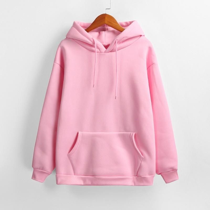 Women Sweatshirt Solid Color Hooded Neckline Dropped Shoulder Pocket Ribbed Long Sleeve Casual Loose Pullover