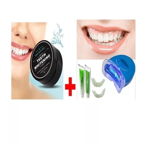 Activated Charcoal Teeth Whitening Powder + Laser Whitelight