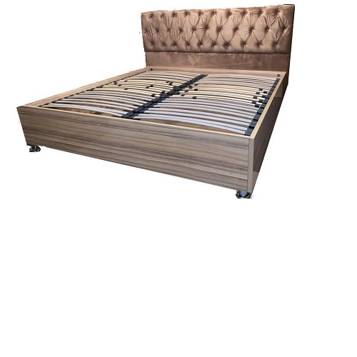 Florence King Size Bed Frame With Full Upholstered Head Board, Brown