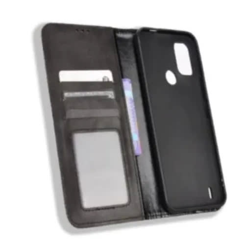 Leather Flip Case For Nokia C21 Plus - Black
