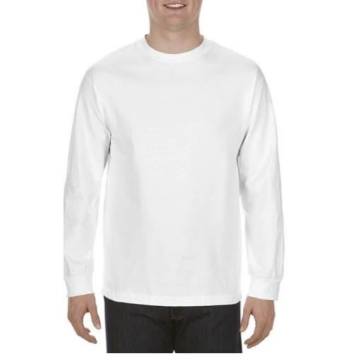 Plain Round Neck Long Sleeve Polo - White
