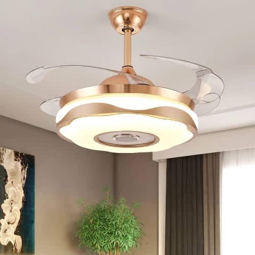 Chandelier Ceiling Led Fan Light With In-built Bluetooth Speakers 500mm