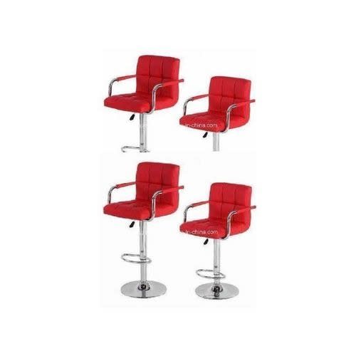 Leather Swivel Adjustable Bar Stool - 4 Set