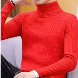 Unique Quality Long Sleeve Turtleneck Sweater -red