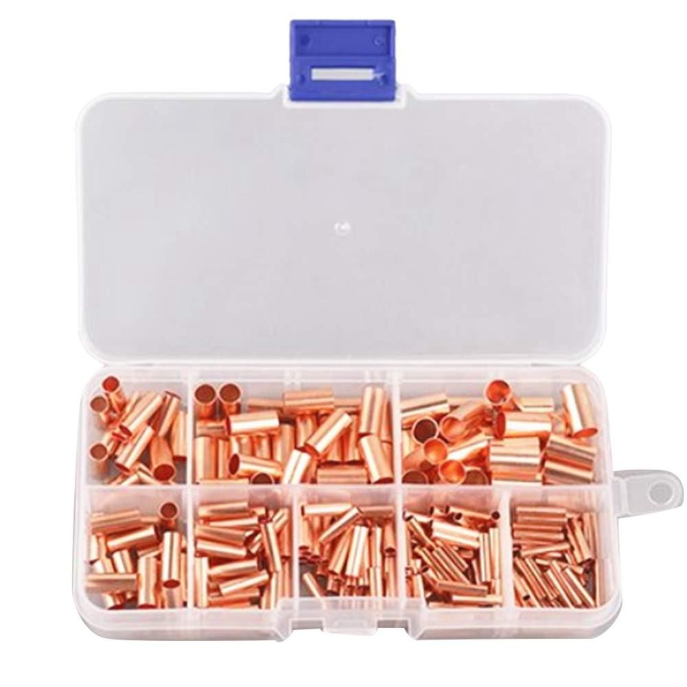 250Pcs GT Copper Connecting Pipe Wire Joint Small Copper Tube Terminal Cable Lug Boot Ferrule Kit