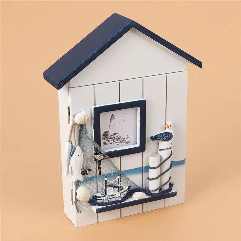 Hot Sale Mediterranean House Key Storage Holder Case Wall Mounted Wooden Storage Box
