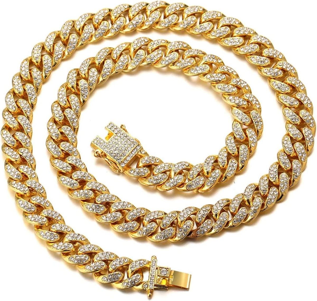 Mens 18inch&24inch Iced Out Hip Hop Miami Cuban Link Choker Chain