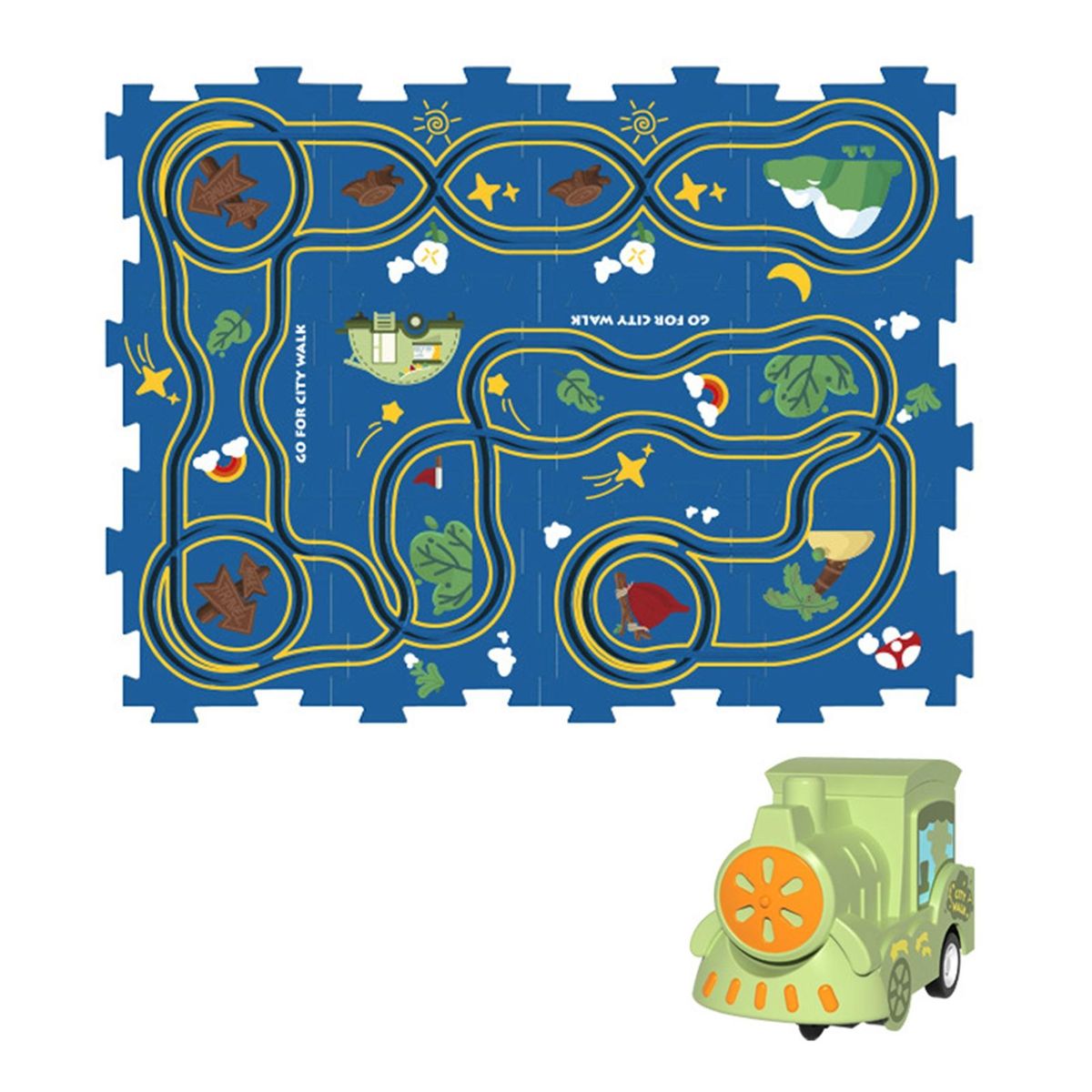 Kids Electric Train Set Electric Trolley Puzzle Track Set for Kids Green