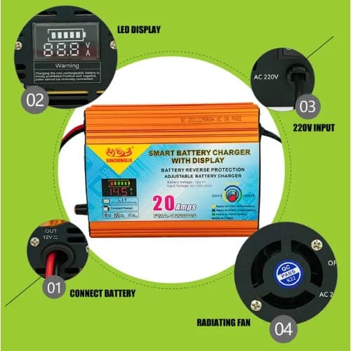 Sunchonglic Charger 12v 20a Lead Acid Car Battery Charger With Display