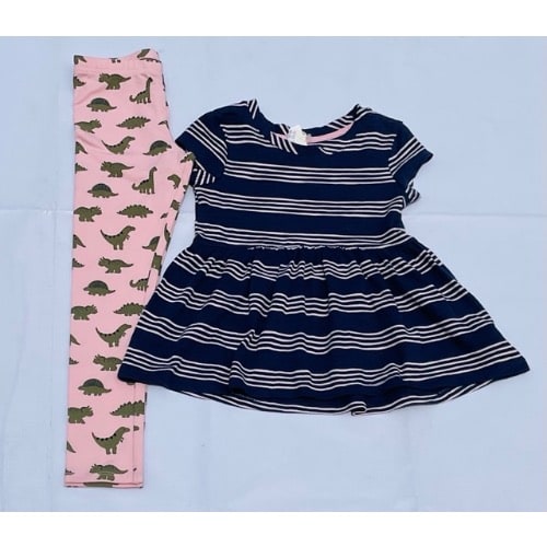 Top And Dino Print Legging Set - 2 Pcs