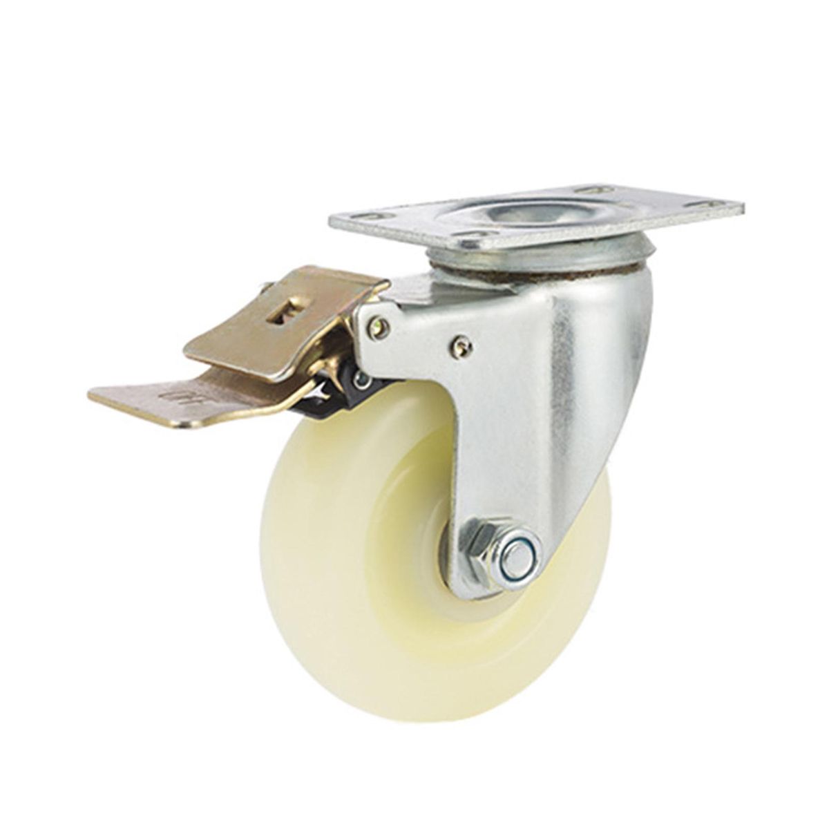 5 Inch Heavy Duty Castor with Brake Industrial Rack Casters 220 Lbs Load Capacity Locking Cart Wheels Wear Resistant Quiet Top Plate Rigid Nylon Roller