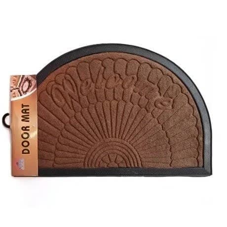 Oval Shaped Door Foot Mat - Brown