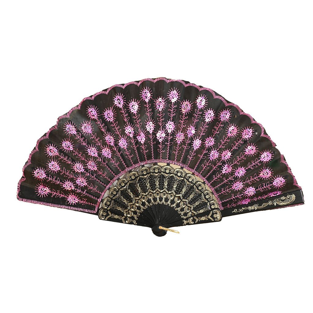 Best Style Flower Fan Held G704 Folding Silk Lace Dance Chinese Hand Wedding Party