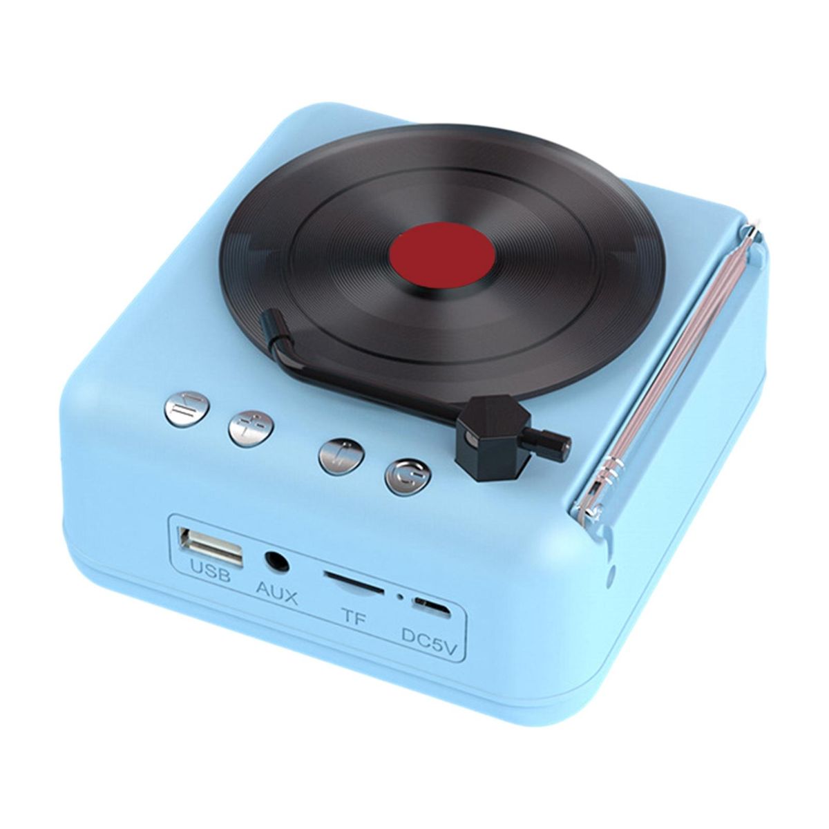 Bluetooth-compatible 5.0 Speaker Vintage Vinyl Bluetooth Speaker Sky Blue
