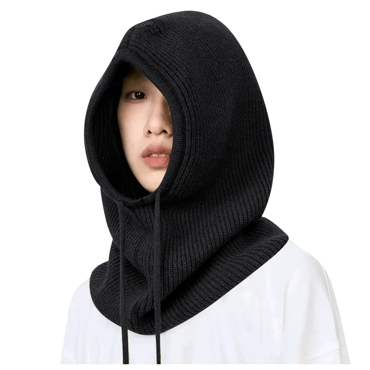 Winter Women'S Knitted Cap Pullover Wool Cap Velvet Warm Cycling Northeast Windproof Collar Winter Hats Fir Men PlHats