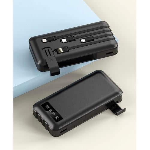 Power Bank With Built In Cable  - 20000mAh - Black