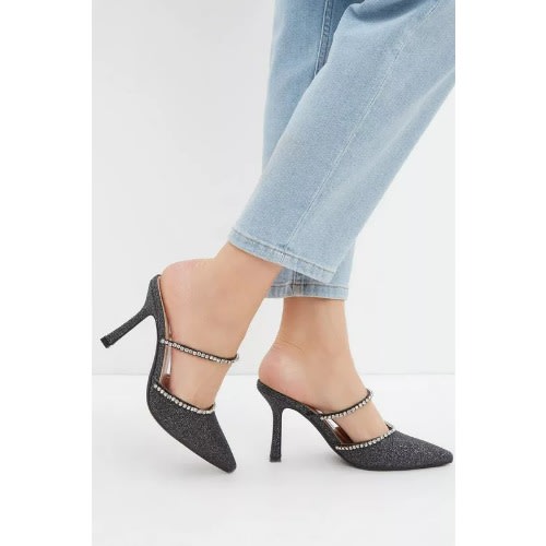 Echo Black Glitter Point Mule