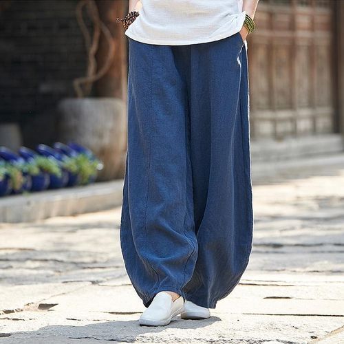 Cotton And Linen Bloomers Elastic Waist Large Pants